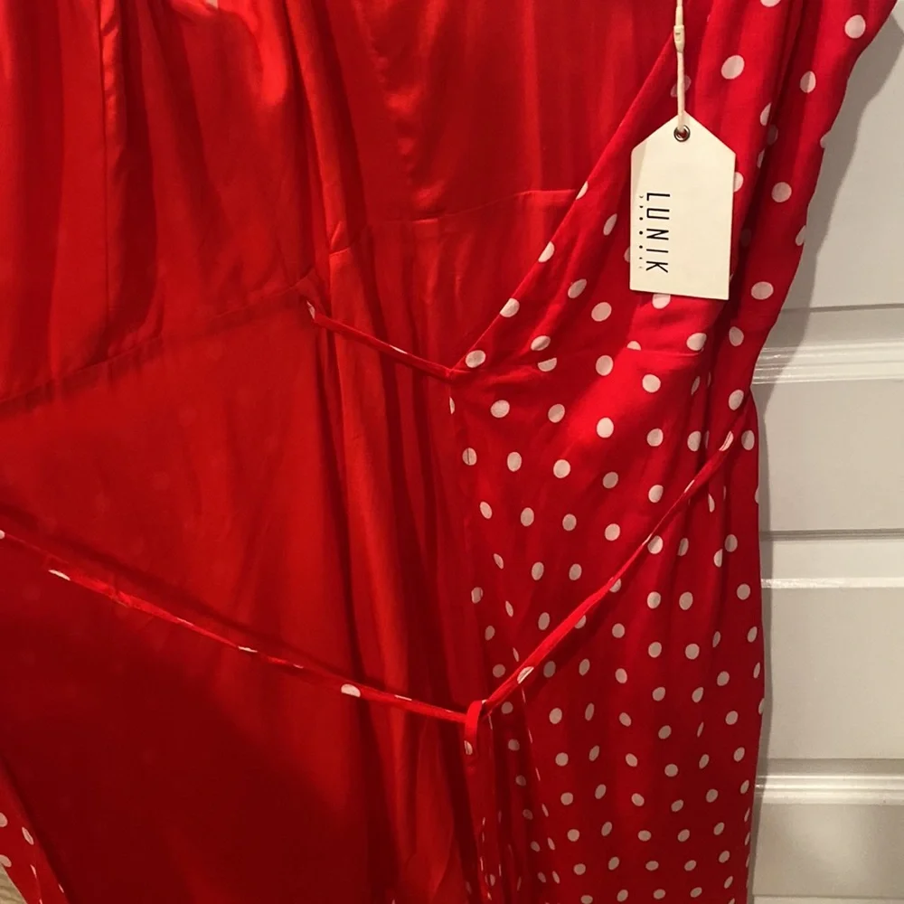 Lunik Red Polka Dot Wrap Dress NWT - Picture 8 of 8